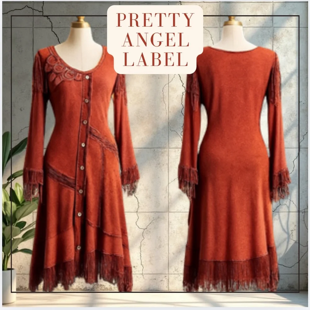 Pretty Angel, Gorgeous Soft Linen Blend Multi-Texture Unique Dress, EUC, Size M - Picture 4 of 10